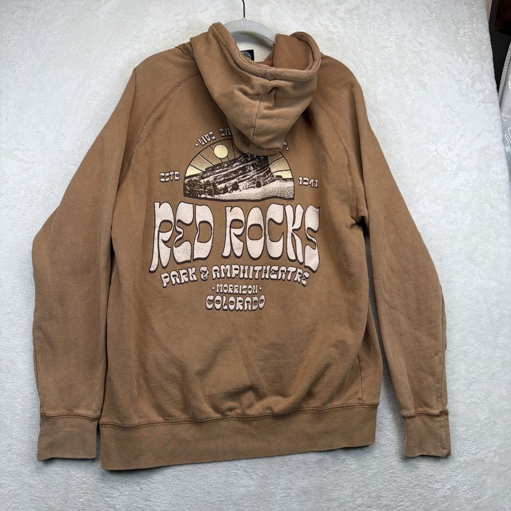 Red Rocks Amphitheatre Life is Good Hoodie Brown Men's M Morrison Colorado Park